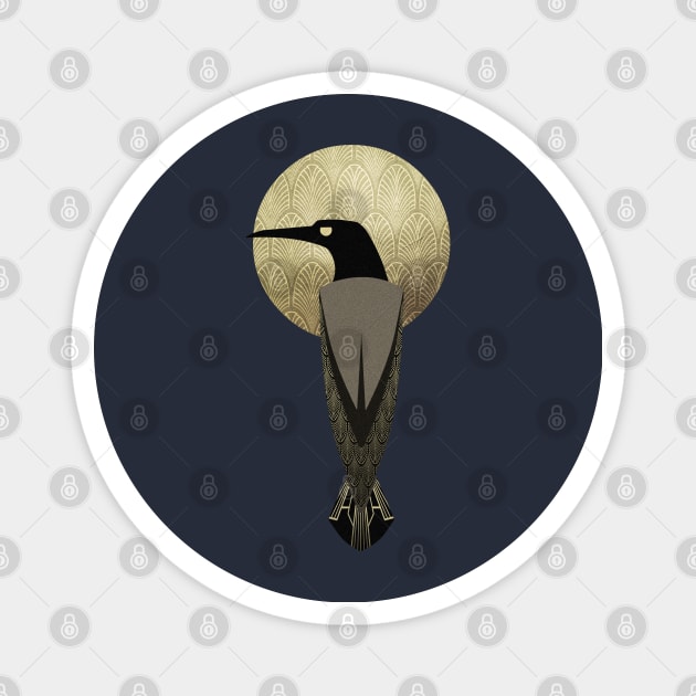 art deco crow Magnet by gh30rgh3